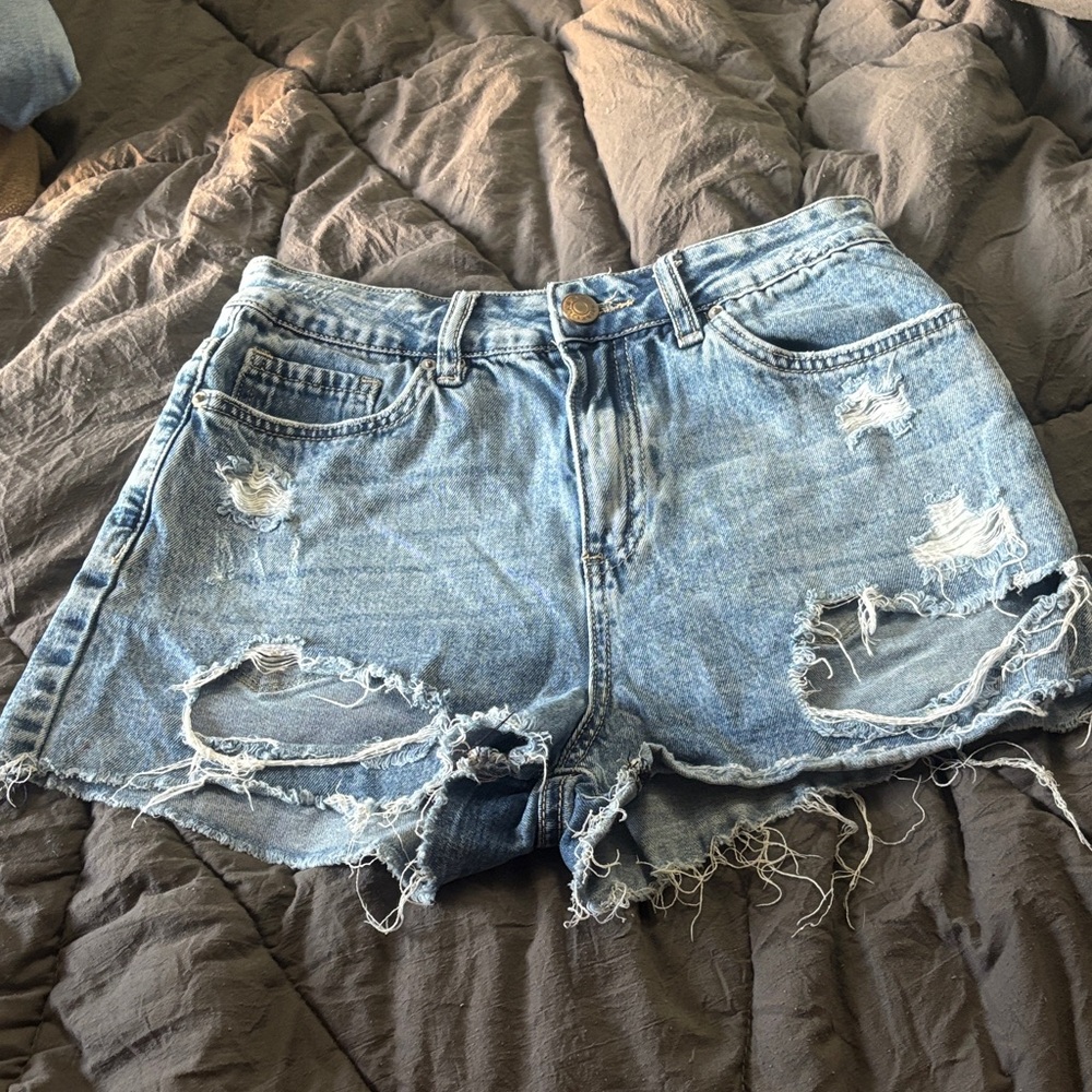 YMI Classic Blue Ripped Jean Shorts